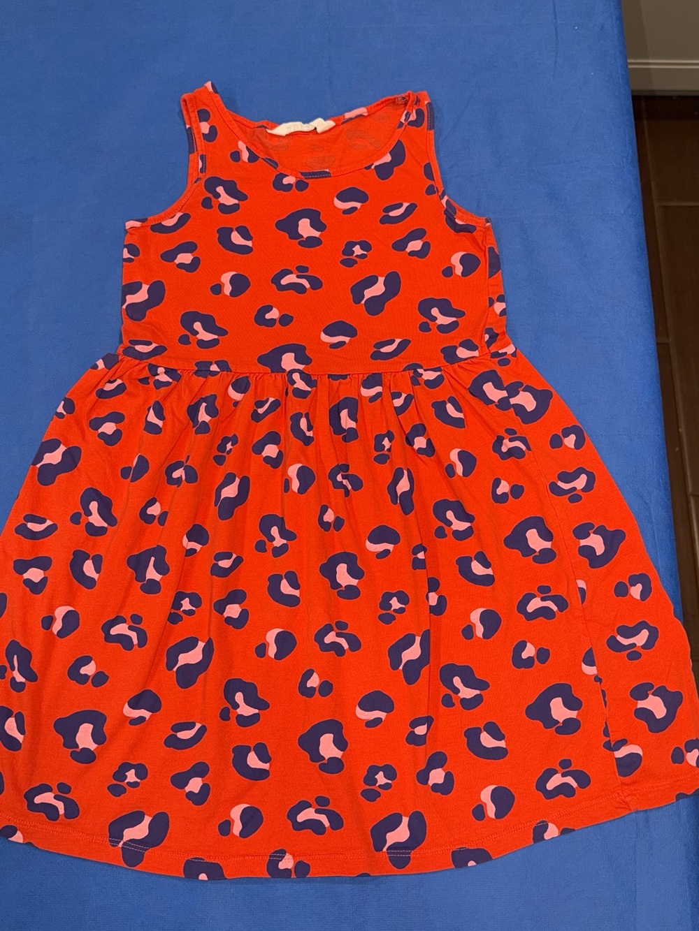 H&M Red Sleeveless Dress with Navy and Pink Leopard Print